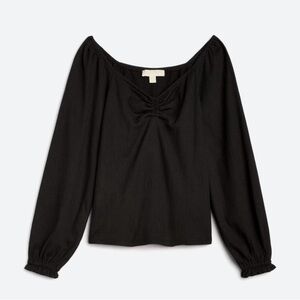NWOT Michael Kors Faye puff sleeve ruched knit top